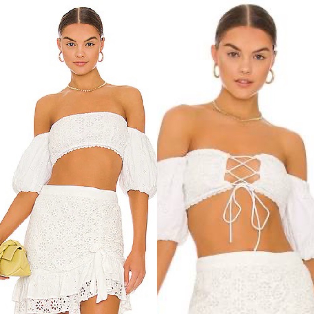 REVOLVE MAJORELLE Angela Crop Top – White, Size S